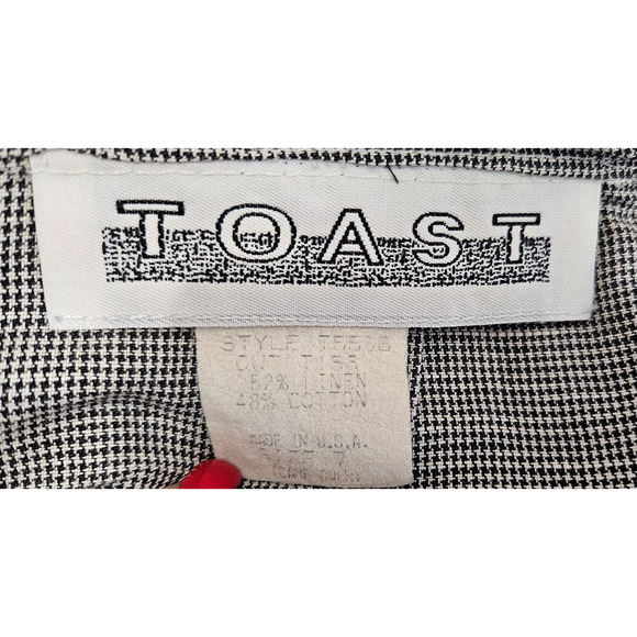 Vintage Toast Womens High Waist Shorts 7 Black Houndstooth Linen Cotton 80s 90s - Picture 6 of 10